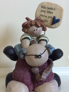 CMI Henton Figurine "Who Needs a pony when you've got grandpa" Grandpa and Child